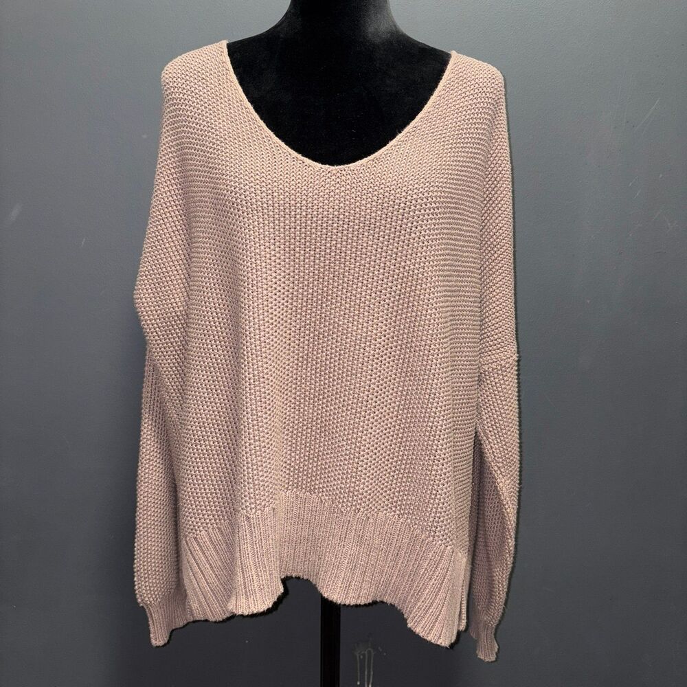 Lucky Brand Waffle Knit Pull over Sweater Womens Large Brown